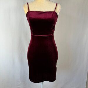 Urban Outfitters Dress Womens SP Ruby Red Velvet Mini Backless Adjustable Straps